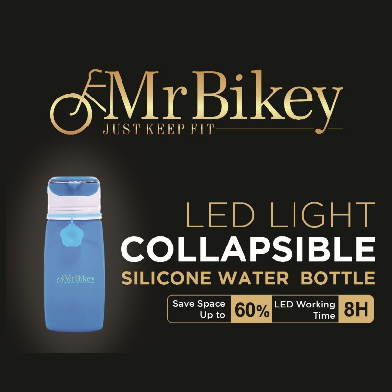 Mr Bikey LED Light Collapsible Silicone Water Bottle Dezign Lab